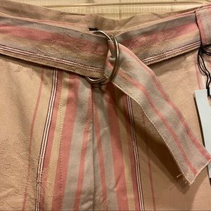 Van Heusen Capris NWT Vintage tan/pink/ivory stripes 100% cotton INDIA woman 12